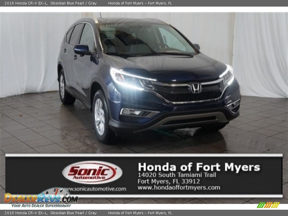 2016 Honda CR-V EX-L Obsidian Blue Pearl / Gray Photo #1