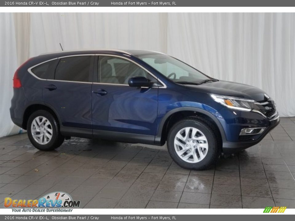 2016 Honda CR-V EX-L Obsidian Blue Pearl / Gray Photo #5