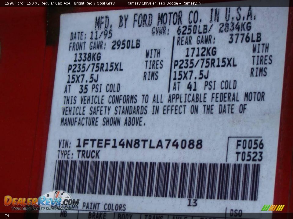 Ford Color Code E4 Bright Red