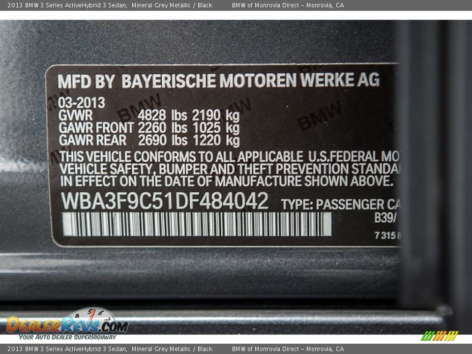 2013 BMW 3 Series ActiveHybrid 3 Sedan Mineral Grey Metallic / Black Photo #20