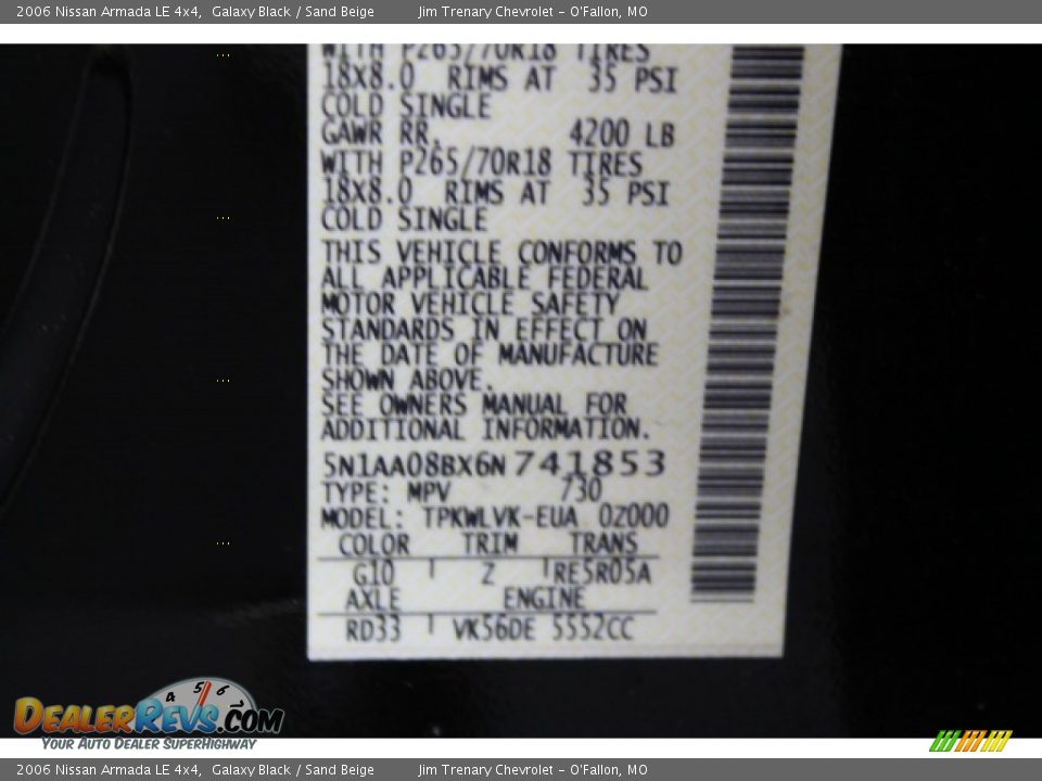 2006 Nissan Armada LE 4x4 Galaxy Black / Sand Beige Photo #17