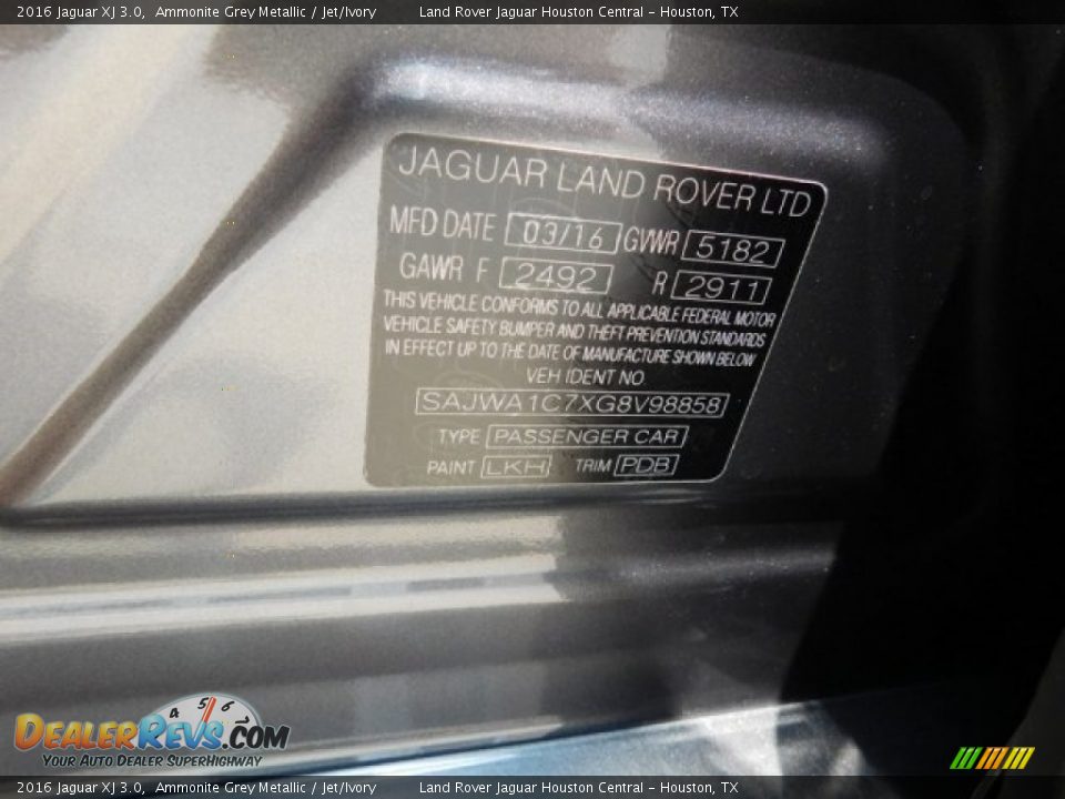 2016 Jaguar XJ 3.0 Ammonite Grey Metallic / Jet/Ivory Photo #20