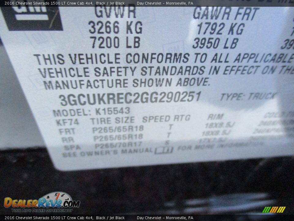 2016 Chevrolet Silverado 1500 LT Crew Cab 4x4 Black / Jet Black Photo #19