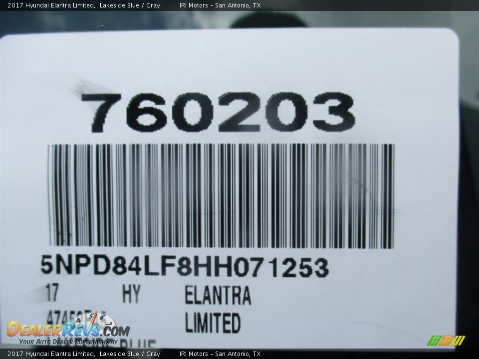 2017 Hyundai Elantra Limited Lakeside Blue / Gray Photo #22