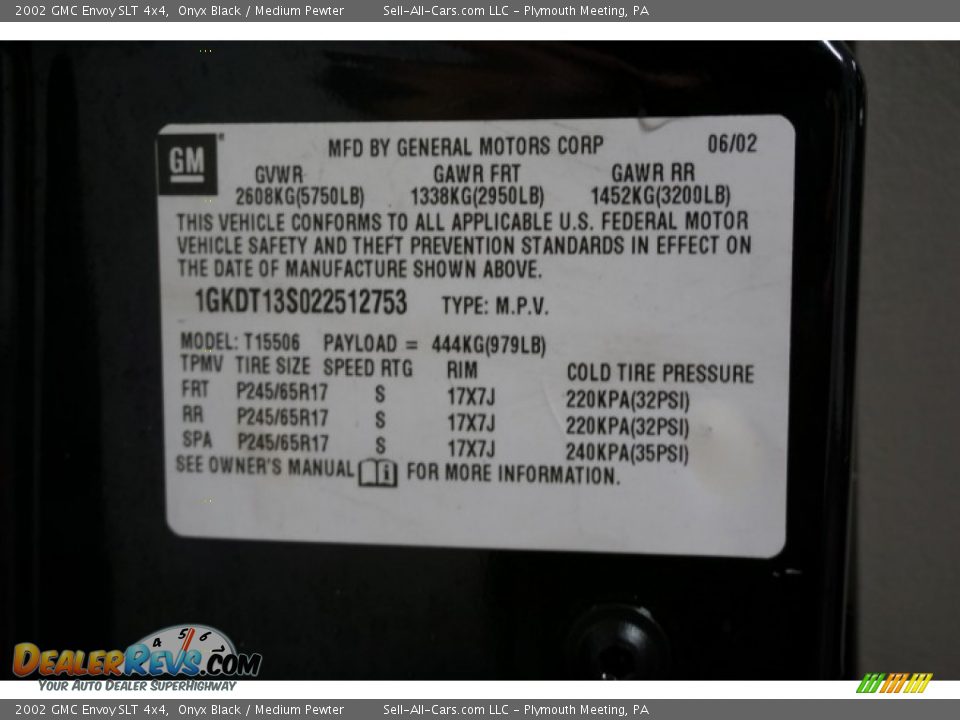 2002 GMC Envoy SLT 4x4 Onyx Black / Medium Pewter Photo #15