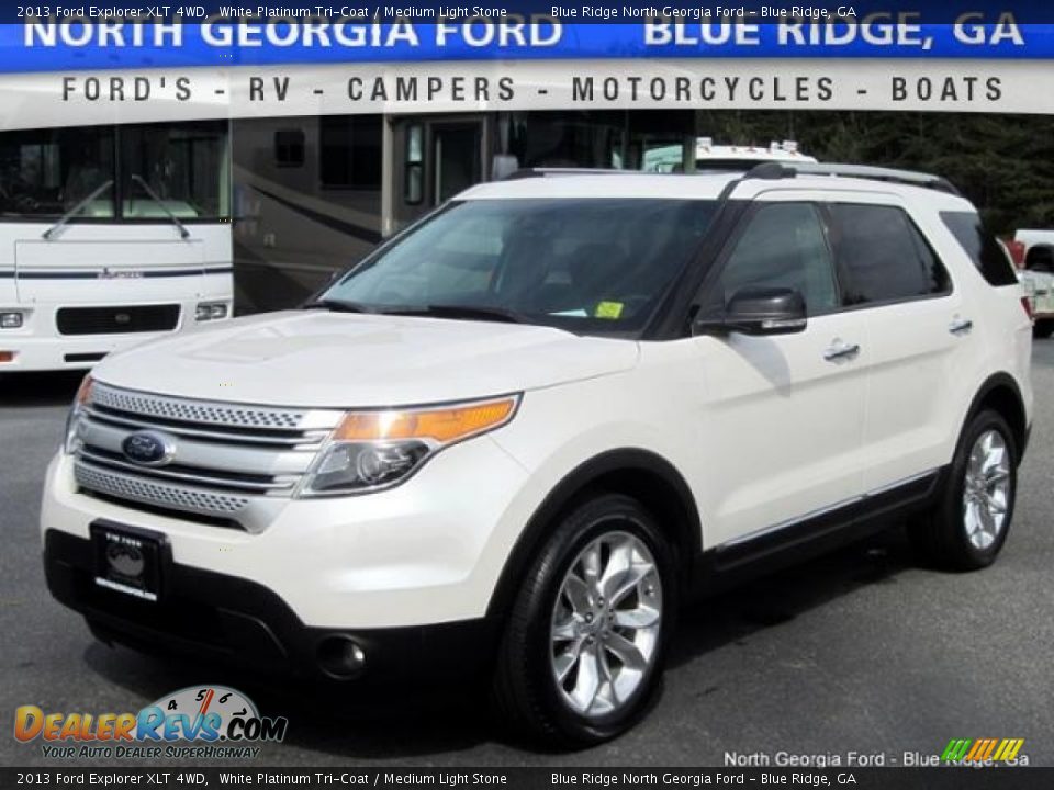 2013 Ford Explorer XLT 4WD White Platinum Tri-Coat / Medium Light Stone Photo #1