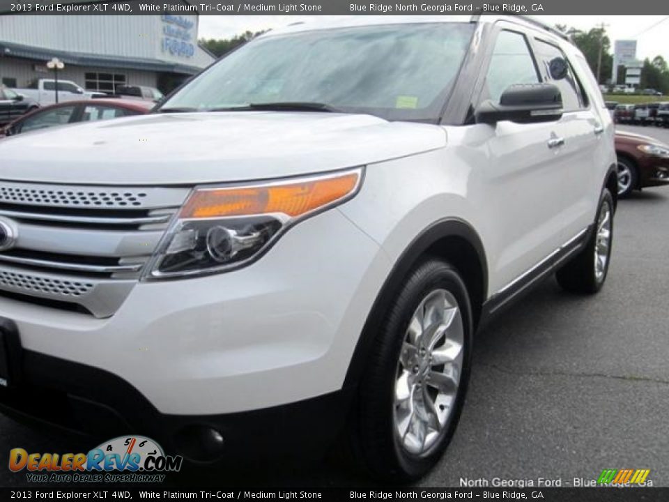 2013 Ford Explorer XLT 4WD White Platinum Tri-Coat / Medium Light Stone Photo #35