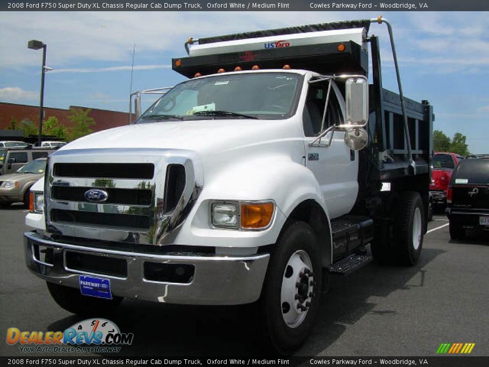 2008 Ford F750 Super Duty XL Chassis Regular Cab Dump Truck Oxford White / Medium Flint Photo #1