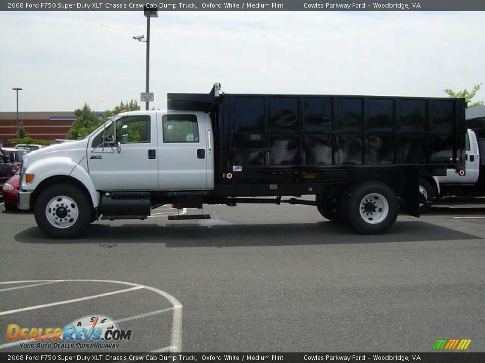 2008 Ford F750 Super Duty XLT Chassis Crew Cab Dump Truck Oxford White / Medium Flint Photo #2