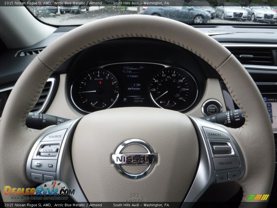 2015 Nissan Rogue SL AWD Arctic Blue Metallic / Almond Photo #28