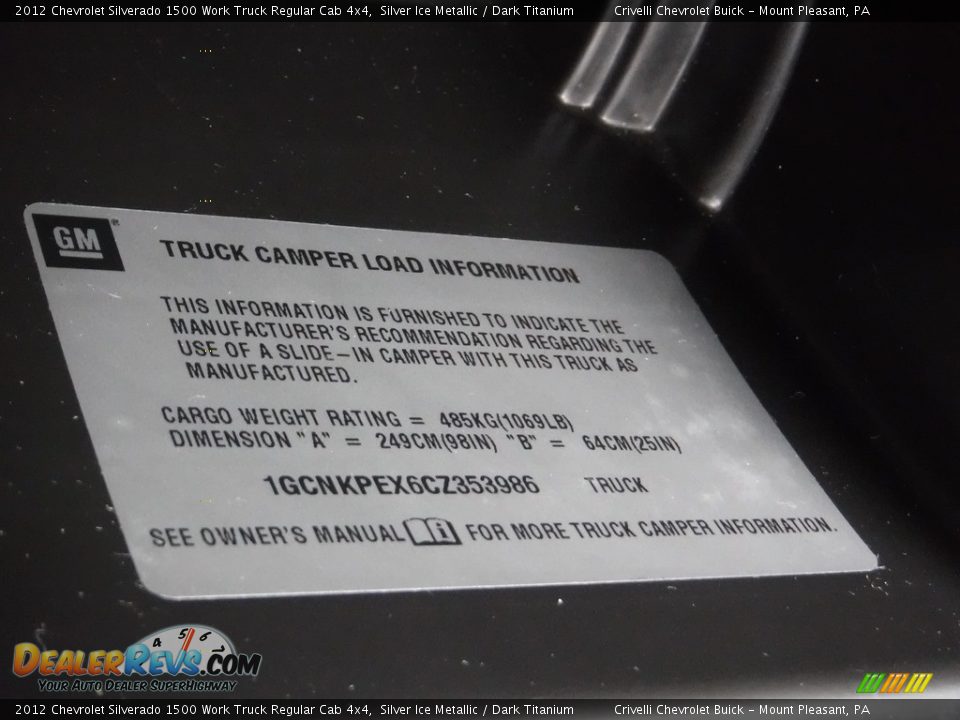 2012 Chevrolet Silverado 1500 Work Truck Regular Cab 4x4 Silver Ice Metallic / Dark Titanium Photo #26