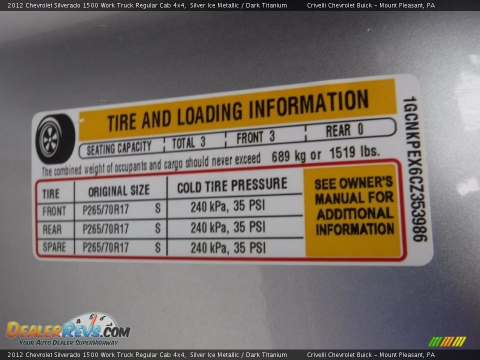 2012 Chevrolet Silverado 1500 Work Truck Regular Cab 4x4 Silver Ice Metallic / Dark Titanium Photo #27