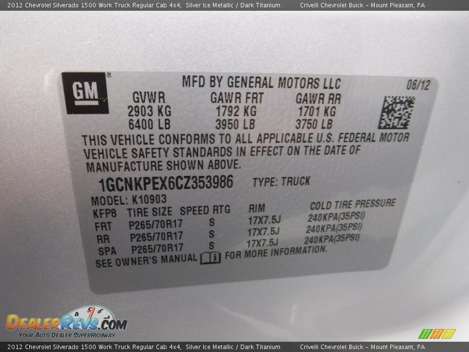 2012 Chevrolet Silverado 1500 Work Truck Regular Cab 4x4 Silver Ice Metallic / Dark Titanium Photo #28