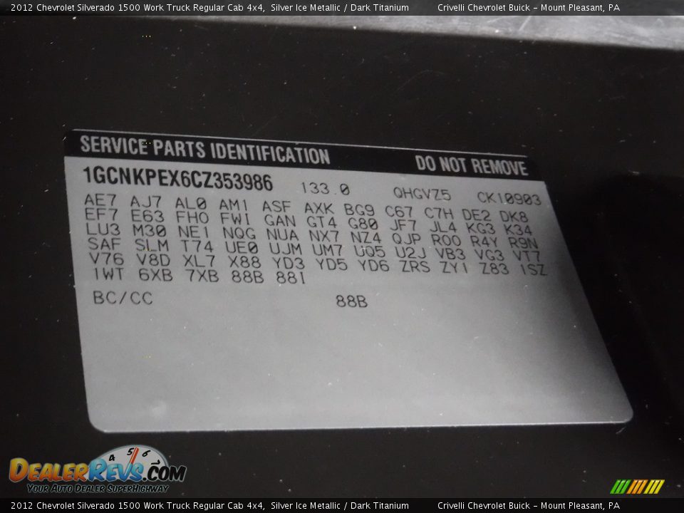 2012 Chevrolet Silverado 1500 Work Truck Regular Cab 4x4 Silver Ice Metallic / Dark Titanium Photo #29