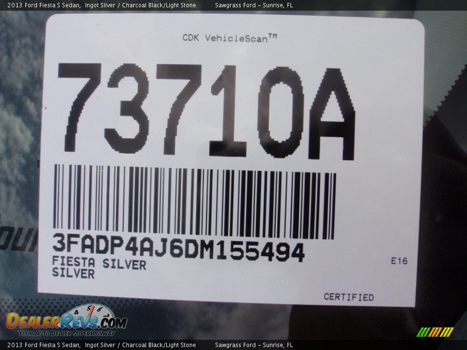 2013 Ford Fiesta S Sedan Ingot Silver / Charcoal Black/Light Stone Photo #33