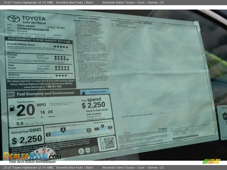 2016 Toyota Highlander LE V6 AWD Shoreline Blue Pearl / Black Photo #11