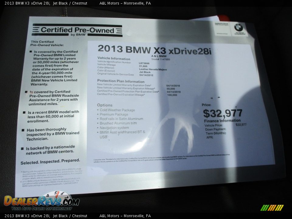 2013 BMW X3 xDrive 28i Jet Black / Chestnut Photo #11