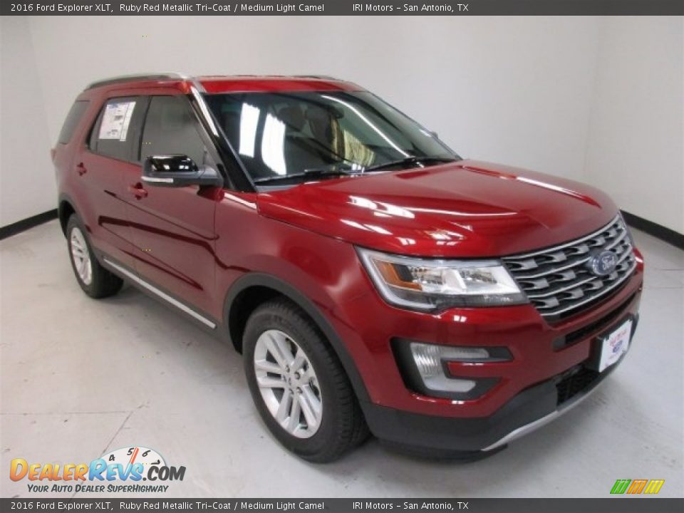 2016 Ford Explorer XLT Ruby Red Metallic Tri-Coat / Medium Light Camel Photo #2