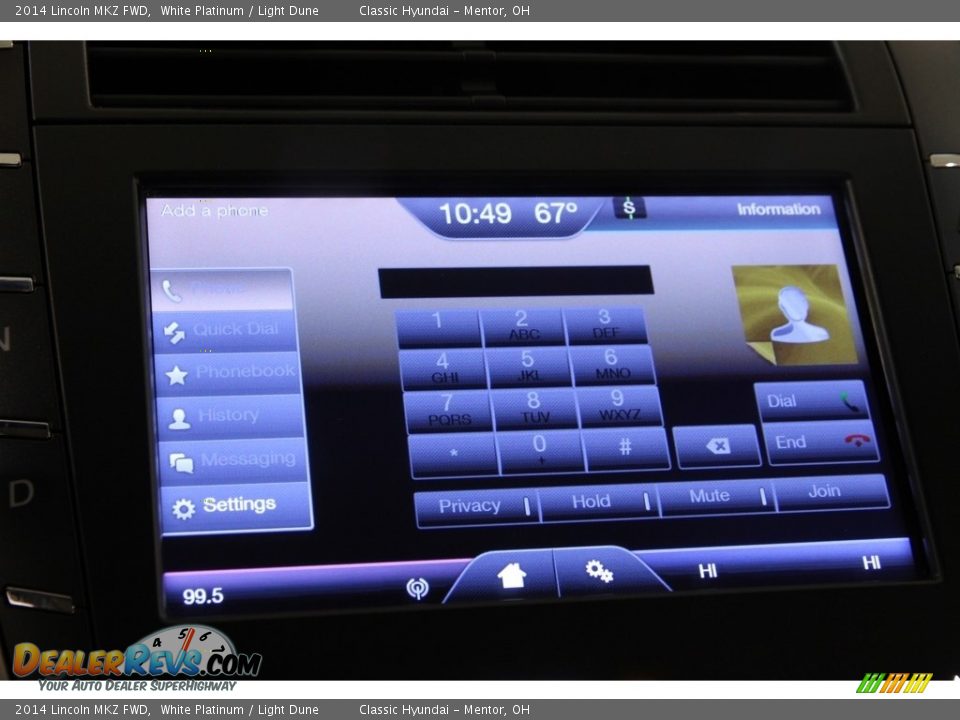 2014 Lincoln MKZ FWD White Platinum / Light Dune Photo #9