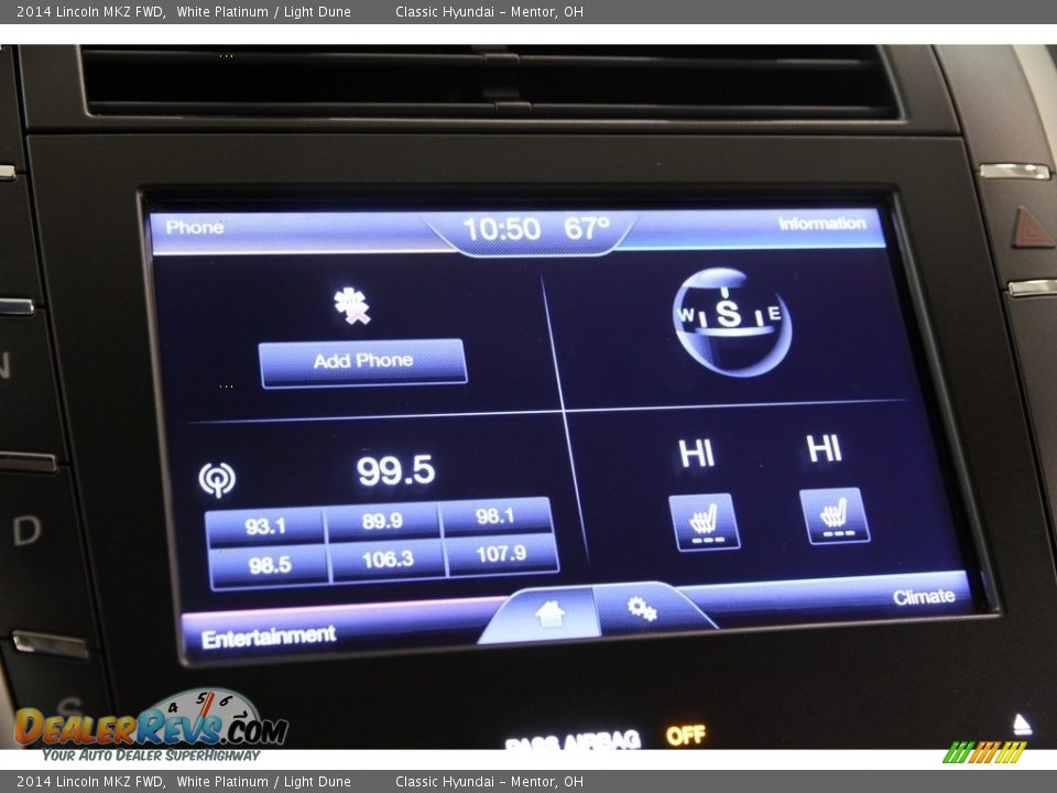 2014 Lincoln MKZ FWD White Platinum / Light Dune Photo #11