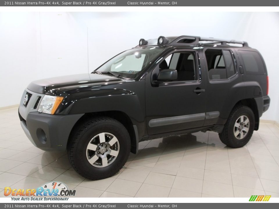 2011 Nissan Xterra Pro-4X 4x4 Super Black / Pro 4X Gray/Steel Photo #3