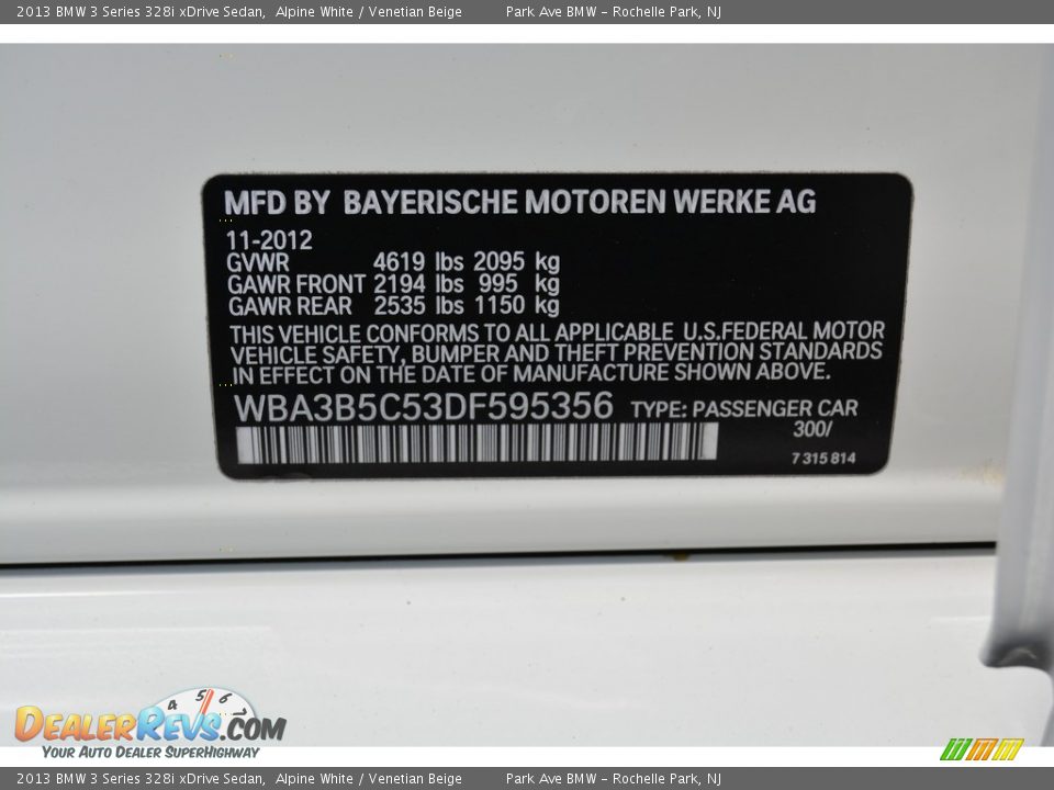2013 BMW 3 Series 328i xDrive Sedan Alpine White / Venetian Beige Photo #35