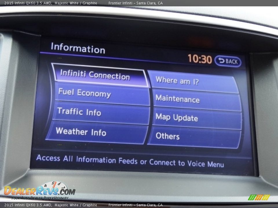 2015 Infiniti QX60 3.5 AWD Majestic White / Graphite Photo #26