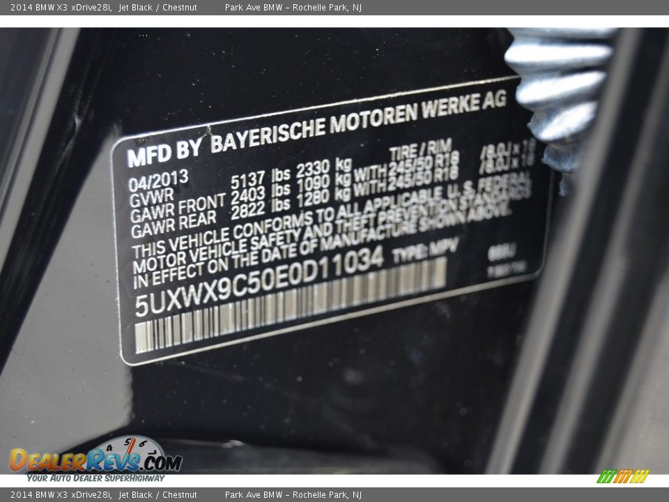 2014 BMW X3 xDrive28i Jet Black / Chestnut Photo #35