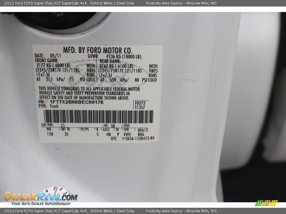 2011 Ford F250 Super Duty XLT SuperCab 4x4 Oxford White / Steel Gray Photo #31
