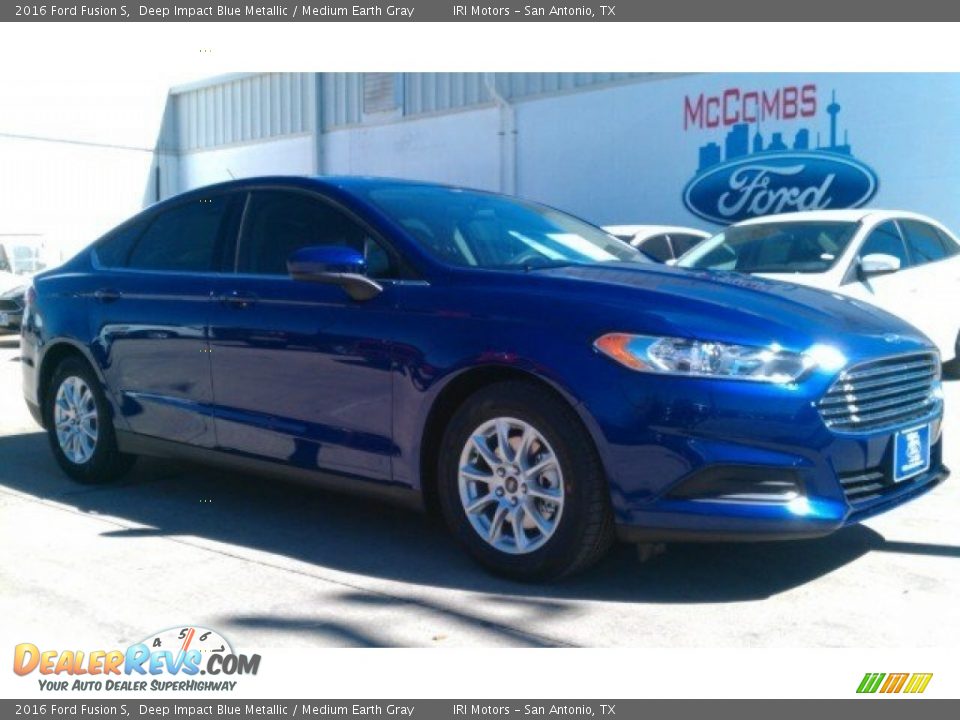 2016 Ford Fusion S Deep Impact Blue Metallic / Medium Earth Gray Photo #1
