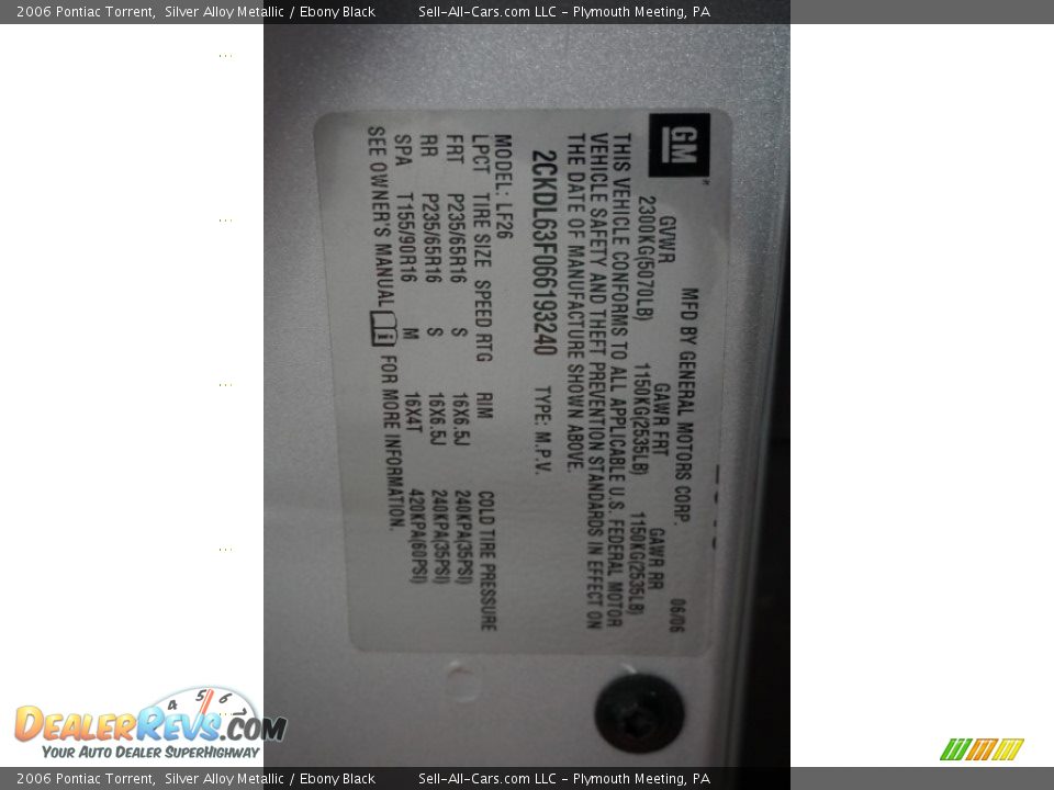 2006 Pontiac Torrent Silver Alloy Metallic / Ebony Black Photo #13
