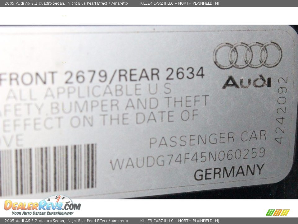 2005 Audi A6 3.2 quattro Sedan Night Blue Pearl Effect / Amaretto Photo #35