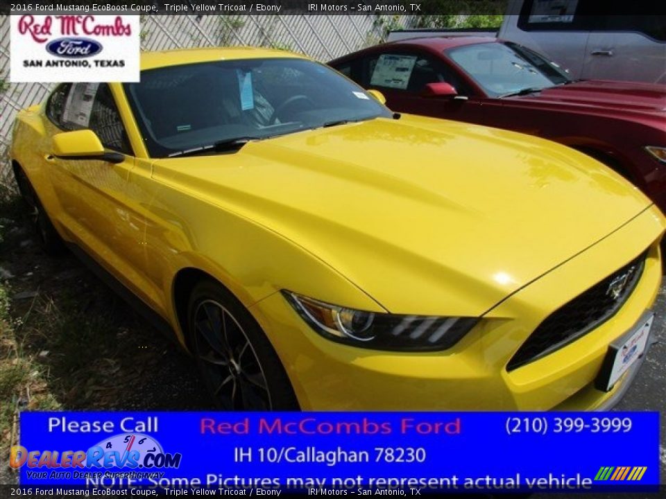 2016 Ford Mustang EcoBoost Coupe Triple Yellow Tricoat / Ebony Photo #1