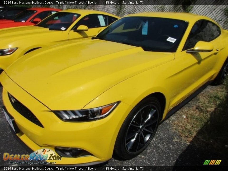 2016 Ford Mustang EcoBoost Coupe Triple Yellow Tricoat / Ebony Photo #2