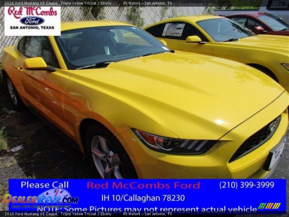 2016 Ford Mustang V6 Coupe Triple Yellow Tricoat / Ebony Photo #1