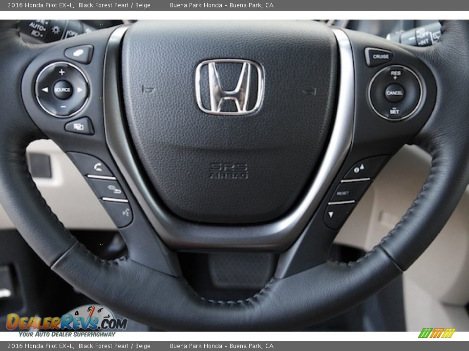 2016 Honda Pilot EX-L Black Forest Pearl / Beige Photo #10