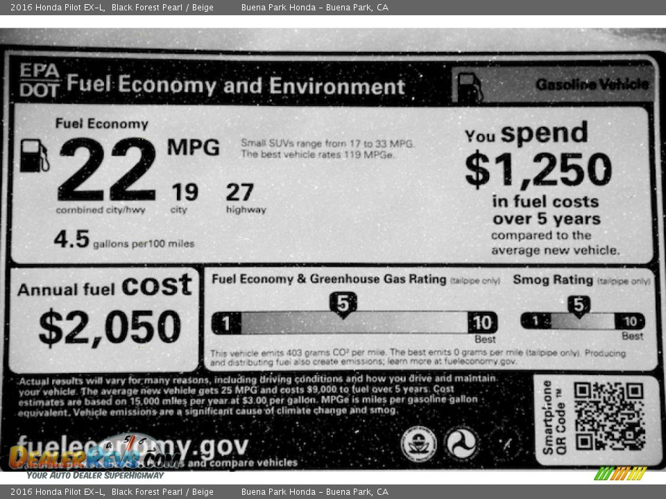 2016 Honda Pilot EX-L Black Forest Pearl / Beige Photo #21