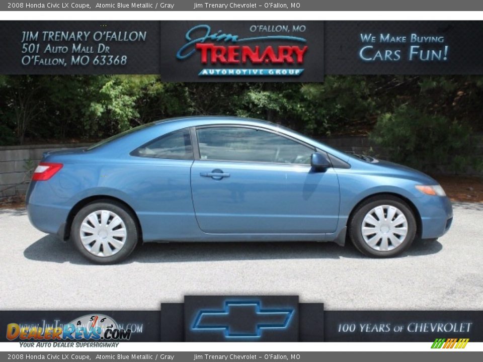 2008 Honda Civic LX Coupe Atomic Blue Metallic / Gray Photo #1