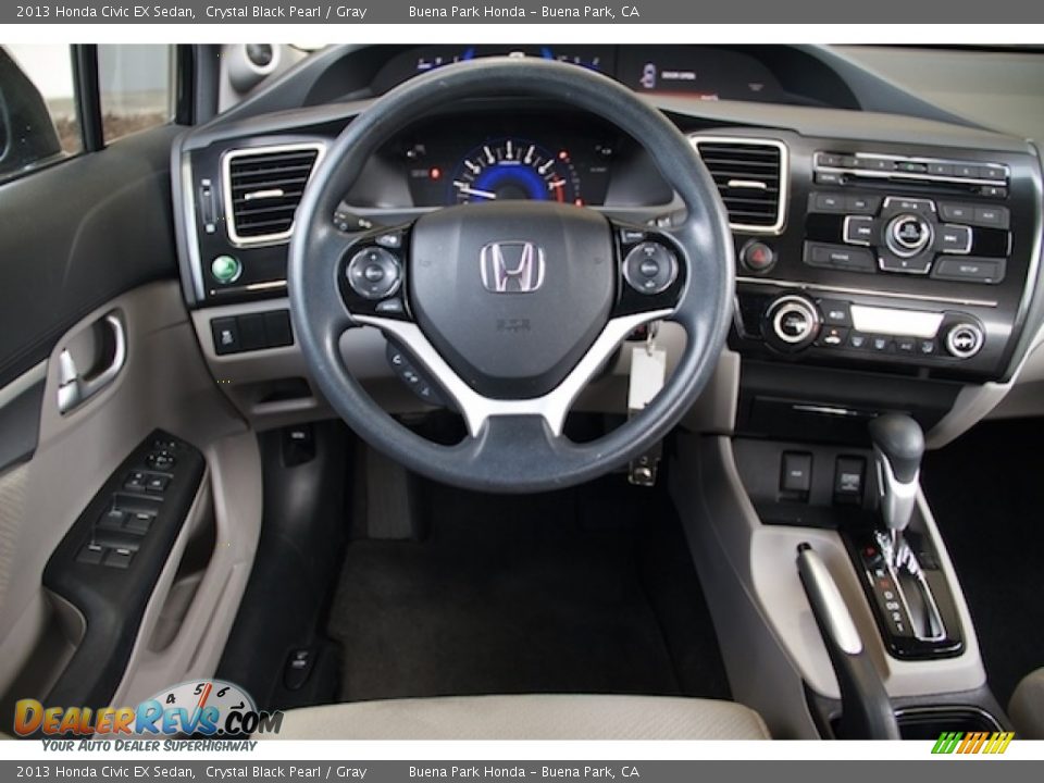 2013 Honda Civic EX Sedan Crystal Black Pearl / Gray Photo #5