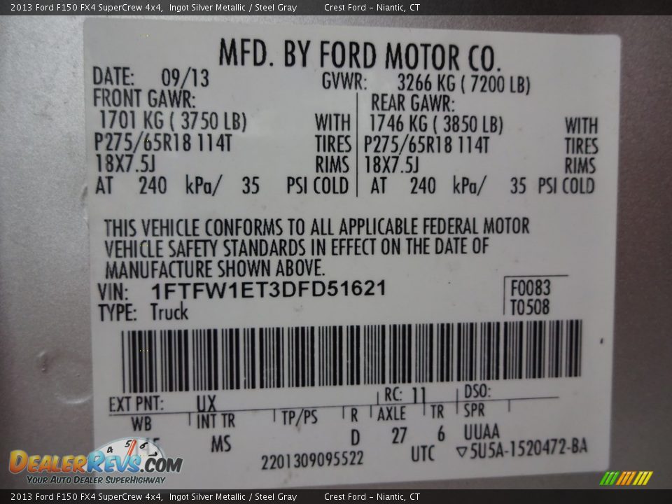2013 Ford F150 FX4 SuperCrew 4x4 Ingot Silver Metallic / Steel Gray Photo #15