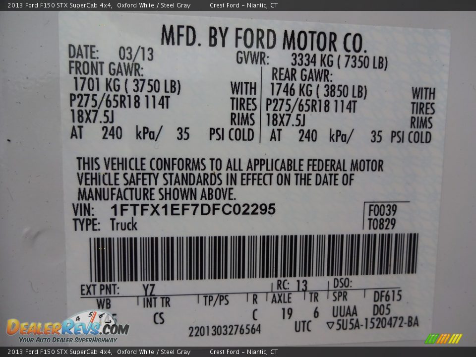 2013 Ford F150 STX SuperCab 4x4 Oxford White / Steel Gray Photo #15