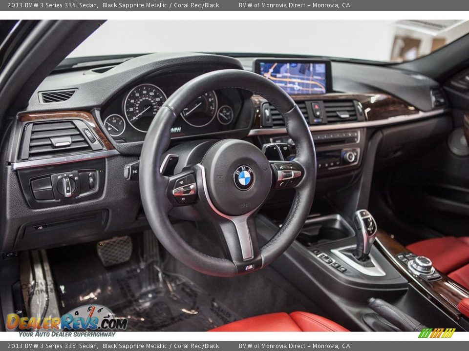 2013 BMW 3 Series 335i Sedan Black Sapphire Metallic / Coral Red/Black Photo #19