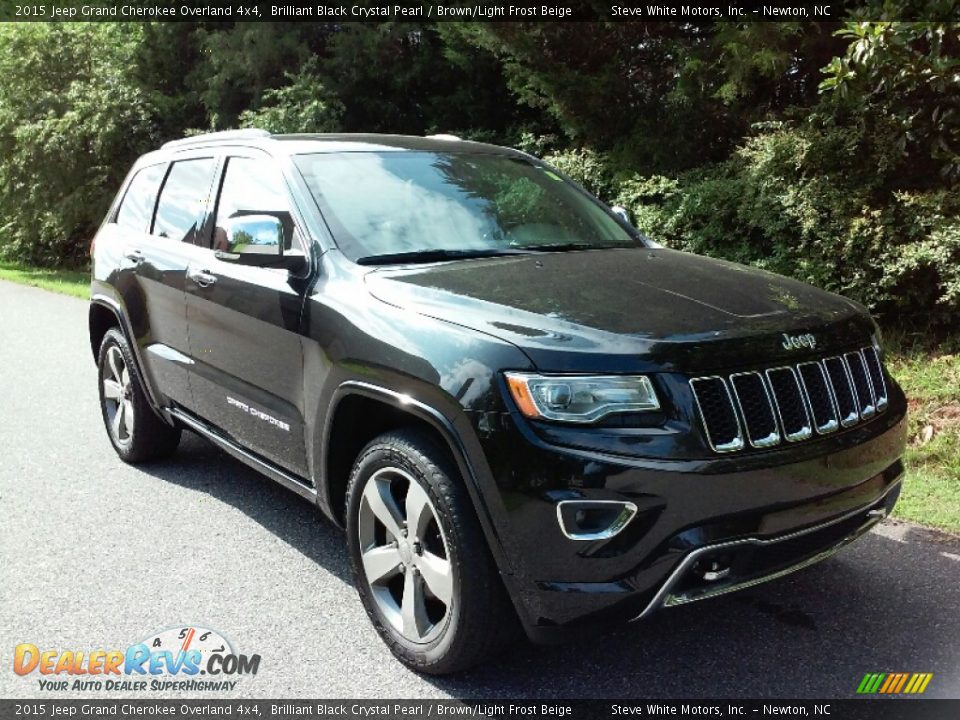 2015 Jeep Grand Cherokee Overland 4x4 Brilliant Black Crystal Pearl / Brown/Light Frost Beige Photo #6