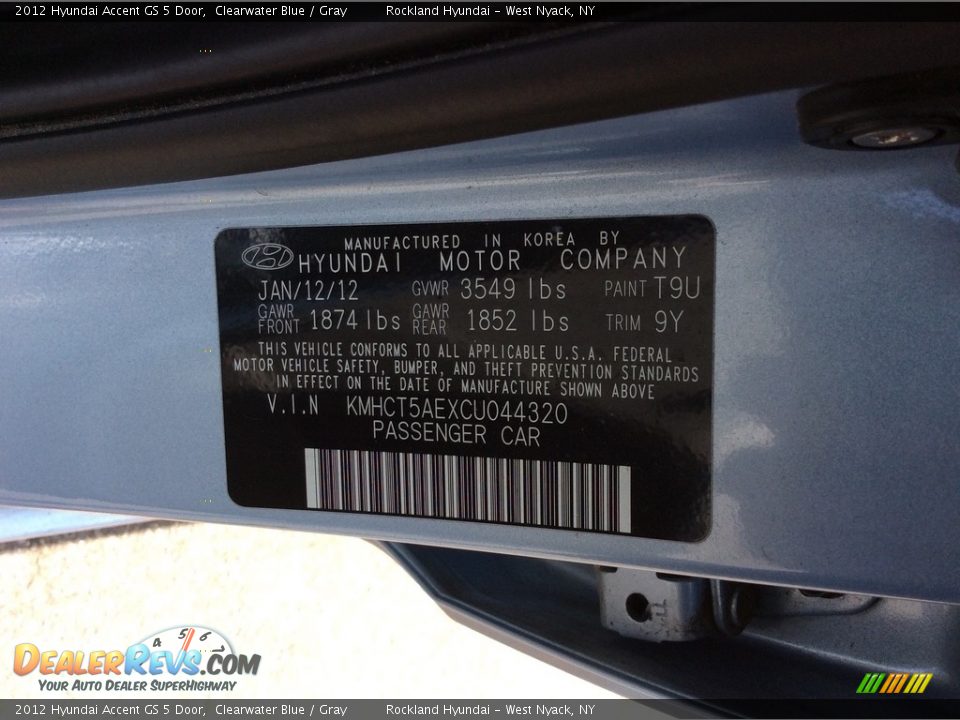 2012 Hyundai Accent GS 5 Door Clearwater Blue / Gray Photo #30
