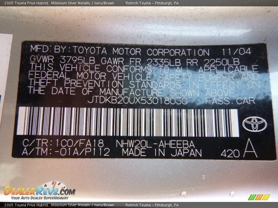 2005 Toyota Prius Hybrid Millenium Silver Metallic / Ivory/Brown Photo #17