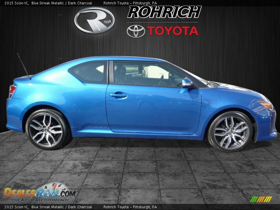 2015 Scion tC Blue Streak Metallic / Dark Charcoal Photo #2