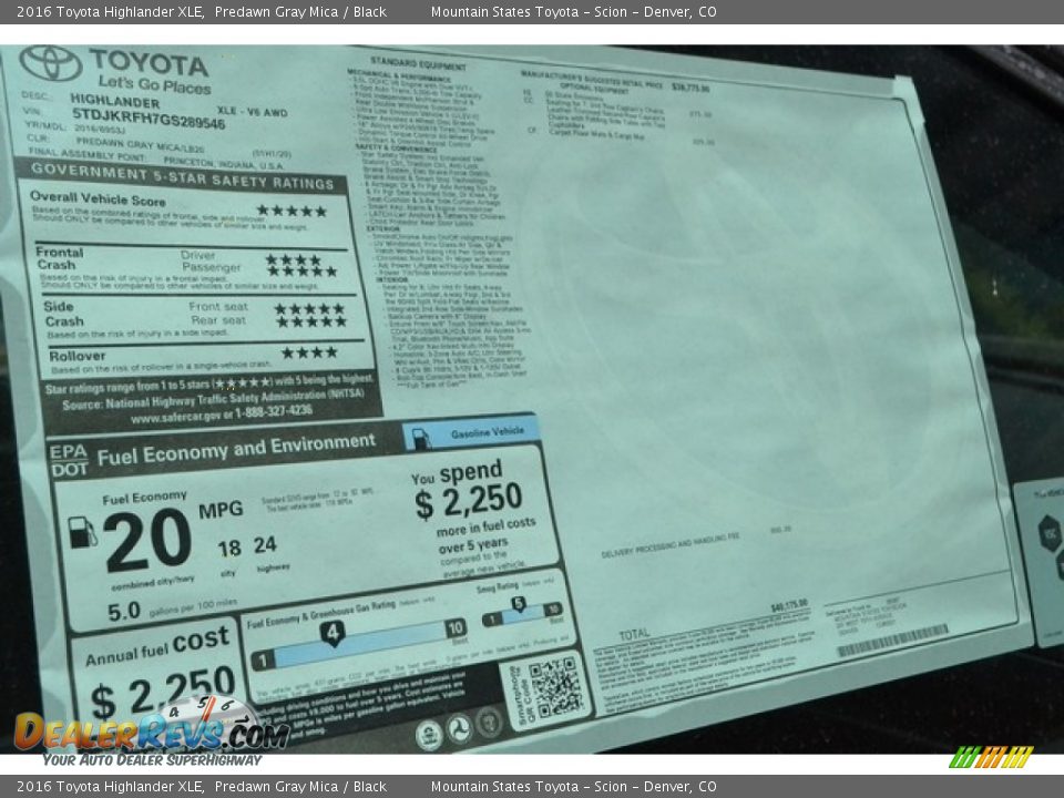 2016 Toyota Highlander XLE Predawn Gray Mica / Black Photo #11