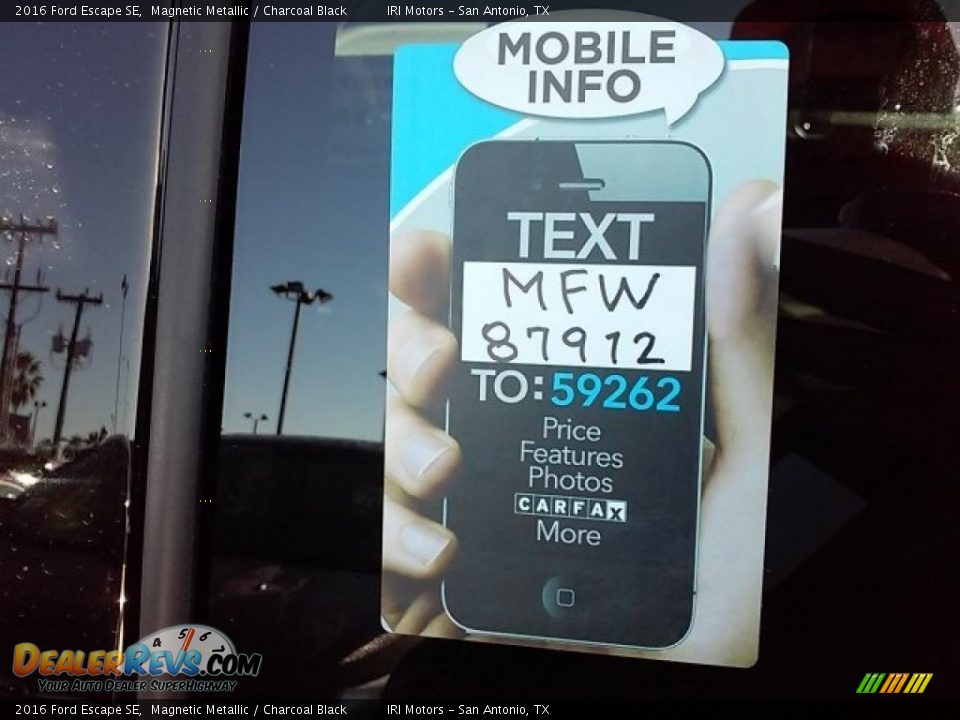 2016 Ford Escape SE Magnetic Metallic / Charcoal Black Photo #20