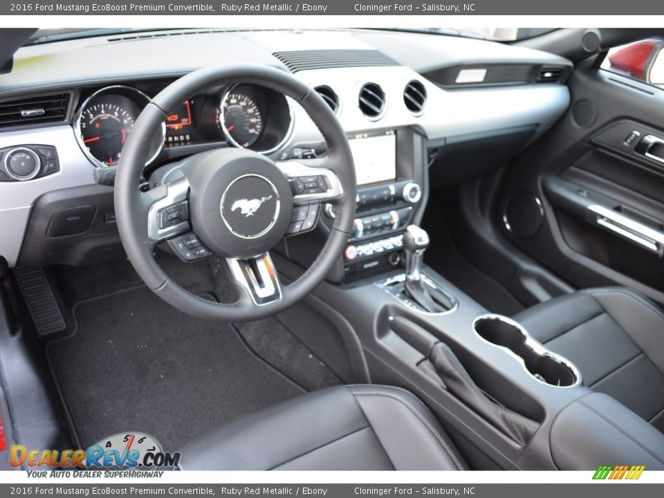 Ebony Interior - 2016 Ford Mustang EcoBoost Premium Convertible Photo #7