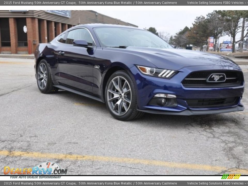 2015 Ford Mustang 50th Anniversary GT Coupe 50th Anniversary Kona Blue Metallic / 50th Anniversary Cashmere Photo #3